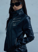 MUCENT LEUEL DOUBLE ZIP DIAGONAL LEATHER JACKET Leuel Double Zip Diagonal Leather Jacket