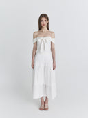not your rose  [Joy, wearing Chiquita]   Off shoulder ribbon top (Ivory)