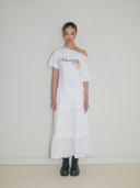 not your rose Rose graphic one-shoulder t-shirts (White)