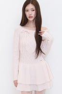 ILLIGO Off-shoulder Cancan Dress Pink