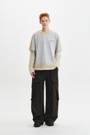 Matin Kim   |    DUST WASHED LOGO LAYERED TOP IN GREY