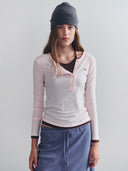 rolarola  |HALTER LAYERED LONG SLEEVE I/PINK