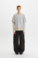 Matin Kim   |    DUST WASHED LOGO LAYERED TOP IN GREY