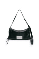 Matin Kim EYELET SHIRRING SHOULDER BAG IN BLACK