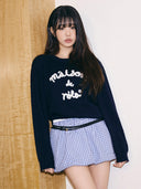 rolarola  | Wonyoung Style  MAISON DE ROLA PATCHWORK KNIT NAVY