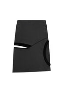 OPEN YY COLOR BLOCK PANEL CUTOUT SKIRT, CHARCOAL